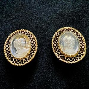 Whiting & Davis Intaglio Cameo Earrings